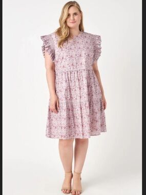 Anthropology English Factory Cottagecore Pink Paisley Tiered Ruffle-Sleeve Dress
